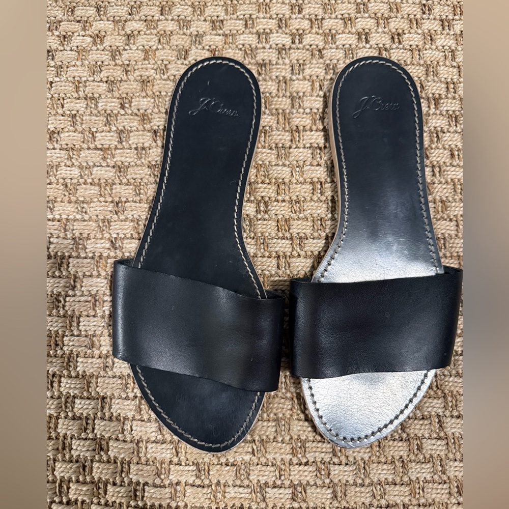 Women’s J.Crew leather wide strap slide sandals